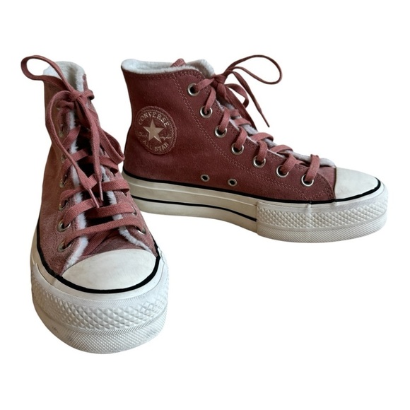 Converse All Star Lift Hi Brick Rose Egret High Top Suede Womens Size 4.5 - Picture 2 of 11